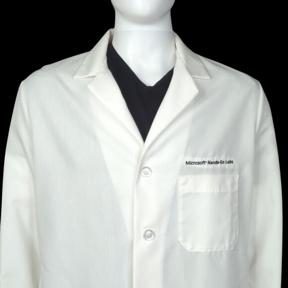 Red Kap "Microsoft Hands-On Lab" White Lab Coat, Men's 48 Regular - Picture 1 of 11